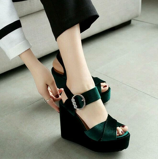 Velvet clearance wedge heels