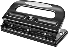 2/3 Hole Punch, Semi-Adjustable, 30 Sheet Capacity, Black