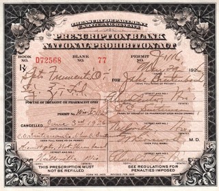 Antique 1926 Prohibition Whiskey Prescription Doctor Pharmacy Bar Wisconsin