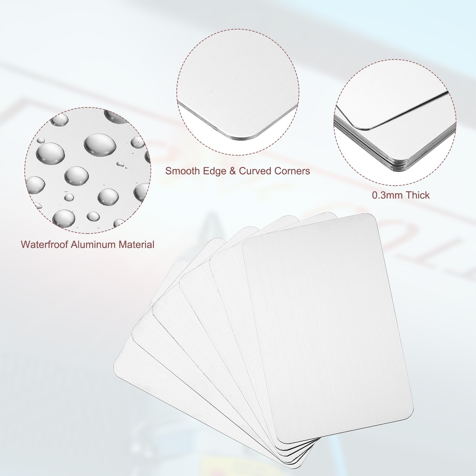 0.3mm Stainless Steel Metal Business Cards, 50 Pack Blank Name Card, Silver — image 3