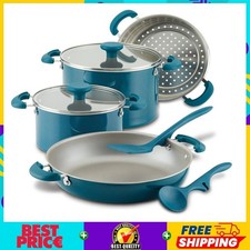 đź›’ HOT SALE Rachael Ray 8pc Nonstick Induction Cookware Set Teal Shimmer