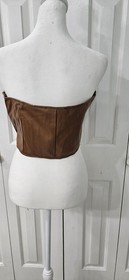 HYFVE Faux Leather Brown Strapless Corset  Bustier Top Size Large NWT  (27)