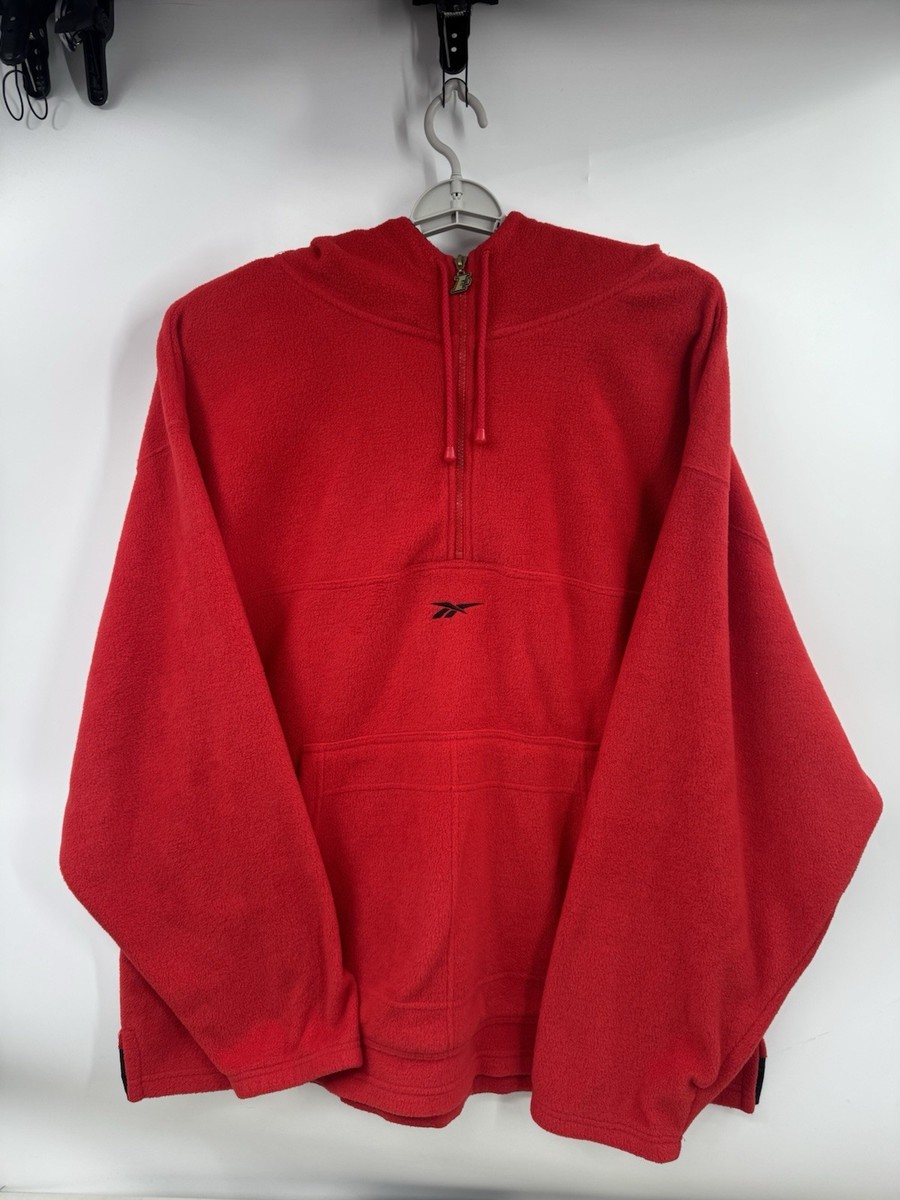 リバプールFC 95 Reebok 長袖ジャージ レッド Reebok Allen Iverson i3 Men's Red Hoodie Fleece Pullover 90s Sz