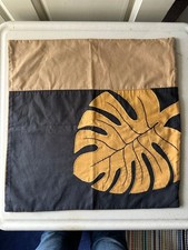 Hawaiian Tropical Embroidered Monstera Leaf Applique Color Block Pillow Cover