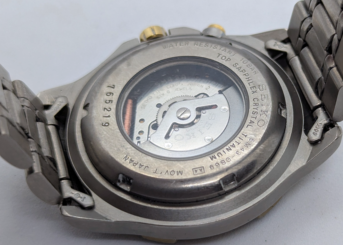 Seiko Kinetic Titanium Sports 100 5M43 Day Date | New Capacitor
