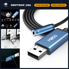 USB to 3.5mm Audio Jack Adapter - TRRS Aux Cable, 3ft, Stereo Sound, PC/Mac