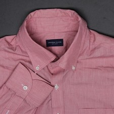 Proper Cloth Dress Shirt Mens 18 Red End on End Cotton Button Down Collar
