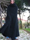 Black Mohair Long Poncho Oversize Handmade Handknitted by Lanaknittings