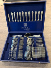 HEFRA Silver Plated 93 pc Cutlery Set Service for 12. Blue Case