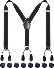 Kajeer Men Button Suspenders Adjustable, Heavy Duty Y-Back Elastic Tuxedo Elasti