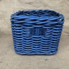 Wicker Basket - Square - Blue - Plant Pot - Christmas Tree Holder - Rustic