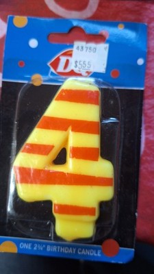 Birthday Cake #8 Candle Yellow And Orange Stripes. Dairy Queen Brand. Nib
