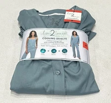 Live 2 Lounge Women's 3-Piece Cardigan Tand and Pant Lounge Set, Blue, M