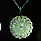 Certified Grade A Green 100% Natural Jadeite Jade Pendant Lucky Flower 时来运转10448