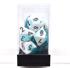 Chessex: Gemini - Teal White/Black Polyhedral 7 Dice Set CHX 26444 - New