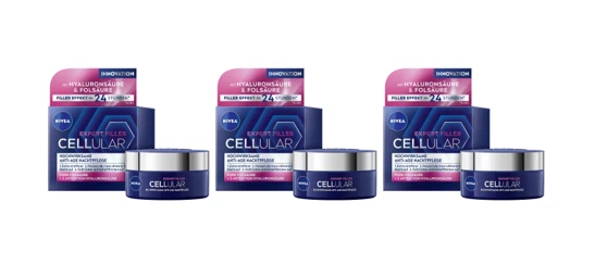 3 x Nivea Anti-Age Nachtcreme Expert Filler Cellular je 50ml