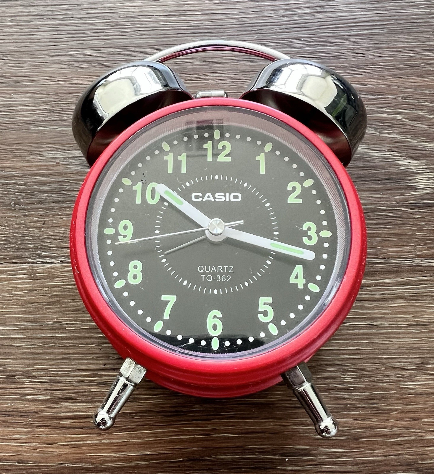 Casio Bell Alarm Clock Micro Light Snooze TQ362 Red Glow in 