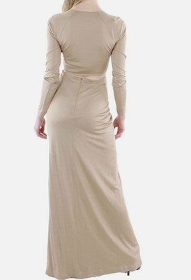 Donna Karan Womens Beige Twist Front Long Maxi Dress Size 10 | eBay