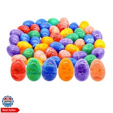 12 Pcs Plastic Iridescent Printed Bright Easter Eggs 3.15" Tall for Easter Hu...