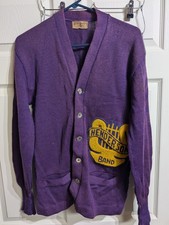 VINTAGE Gillman Knitwear Varsity Letterman  s Cardigan Sweater Purple Wool