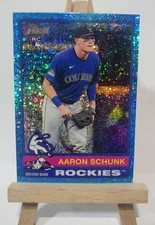 2025 Topps Heritage Aaron Schunk #90 RC Blue Sparkle Chrome