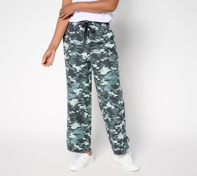 #ad LOGO by Lori Goldstein Regular Printed Cotton Utility Ankle Pants Aqua 2X New $40.00