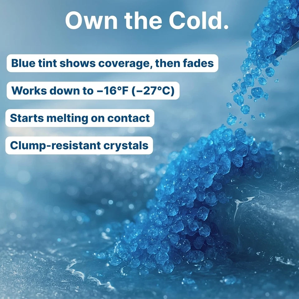 Derretimiento azul de hielo y nieve - Sal de roca azul para calzadas y aceras - Se derrite a -16 ° F Foto 3 de 4