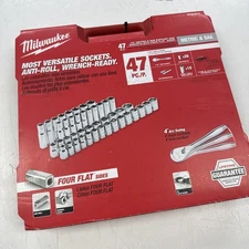 Milwaukee 48-22-9010 47 Piece SAE And Metric 1/2" Drive Socket Set NEW