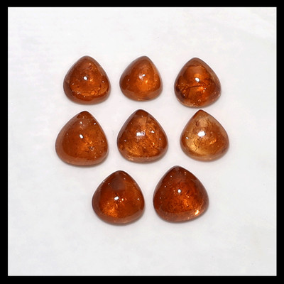 8 Stück Natürliche Mandarine Fanta Granat Spessartin 4,8 mm-6 mm Birne Caboch...