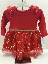 Cat  Jack  Toddler Girls Red Tutu Dress Gold Stars Long Sleeve 12M New W/Tags