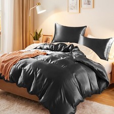 Vonty 3-Piece Silky Satin Duvet Cover Set King Size Comforter Cover Organic