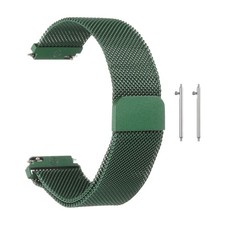 18mm Stainless Steel Metal Mesh Watch Band with Magnetic Buckle, Dark Green