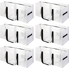 6 Pack Heavy Duty Extra Large Moving Bags with Black Handles, Waterproof Fold...