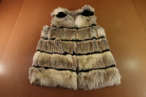 Calypso St. Barth Womens Size Small Tiered Striped Merveille Faux Fur Vest New