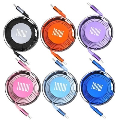 USB TypeC Data Cord Retractable USB C Cable for Travel Phone Charging Cord
