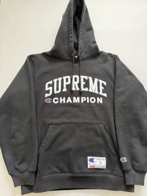 Supreme x Champion Pullover Hoodie Black Size LARGE (Pre-Owned Good Condition)