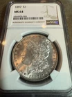 1897 $1 Morgan Silver Dollar NGC MS64 Coin White Semi Must See Details
