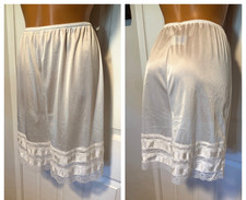 VTG 70  S VELROSE WHITE W/ LACE PETTIPANT HALF SLIP SZ L