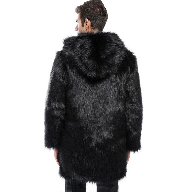 Black Wolf Faux Fur Coat Black Mens Black Wolf Black Hooded Coat