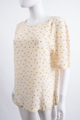 Giada Forte womens Silk Blouse Sz 3 L Large Ivory Palm Tree Print NWT - Picture 4 of 7