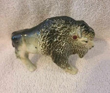 Vtg 1950s Made In Japan Porcelain BUFFALO BISON Figurine 4" by 2.5" Statue MCM 