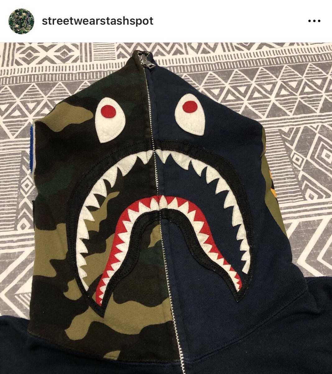 A Bathing Ape Bape Woodland Camo Bape Land Shark Full Zip