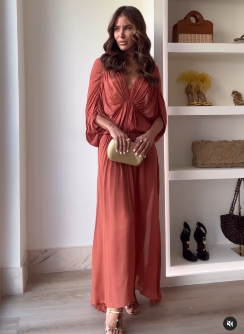 ZARA 2025 NUEVO CON VESTIDO MIDI DE VISCOSA NARANJA