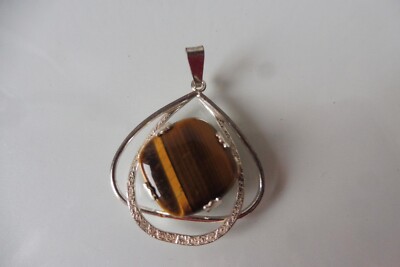 Beautiful Old Pendant, Silver 835 With Beautiful Stone: Tiger's Eye