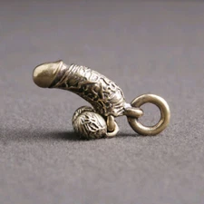 Car Accessories Funny Brass Male Penis Pendant Simulation Chick Keychain Keyfob