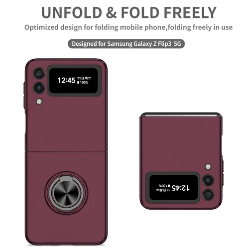 For-Samsung Galaxy Z Flip 4 3 5G Slim Matte Hard Case with Ring+Screen Protector - Picture 27 of 94