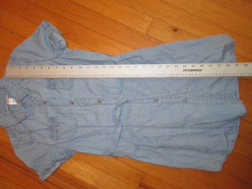 GUESS Kids Chambray Rhinestone Logo Button Front Dress Size Large 14 - Picture 5 of 6
