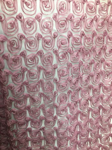 DUSTY ROSE FLORAL ROSETTE EMBROIDERED MESH LACE FABRIC (54 in.) Sold BTY - Picture 6 of 6