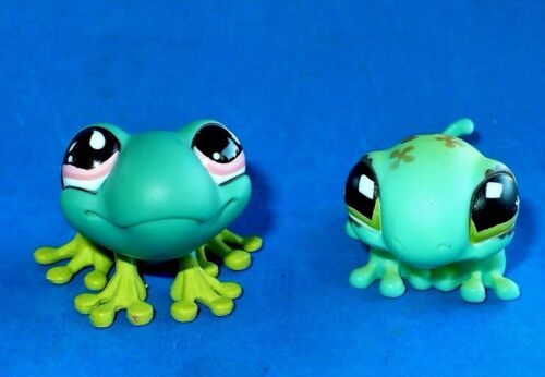 2 HASBRO LITTLEST PET SHOP FROG PINK EYES & GECKO GREEN EYES PETS  - Picture 1 of 4