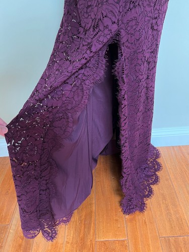 NWT Rachel Zoe Angie Fig Purple Lace Open Back Long Sleeve Gown Dress Sz 12 $525 - Picture 16 of 24